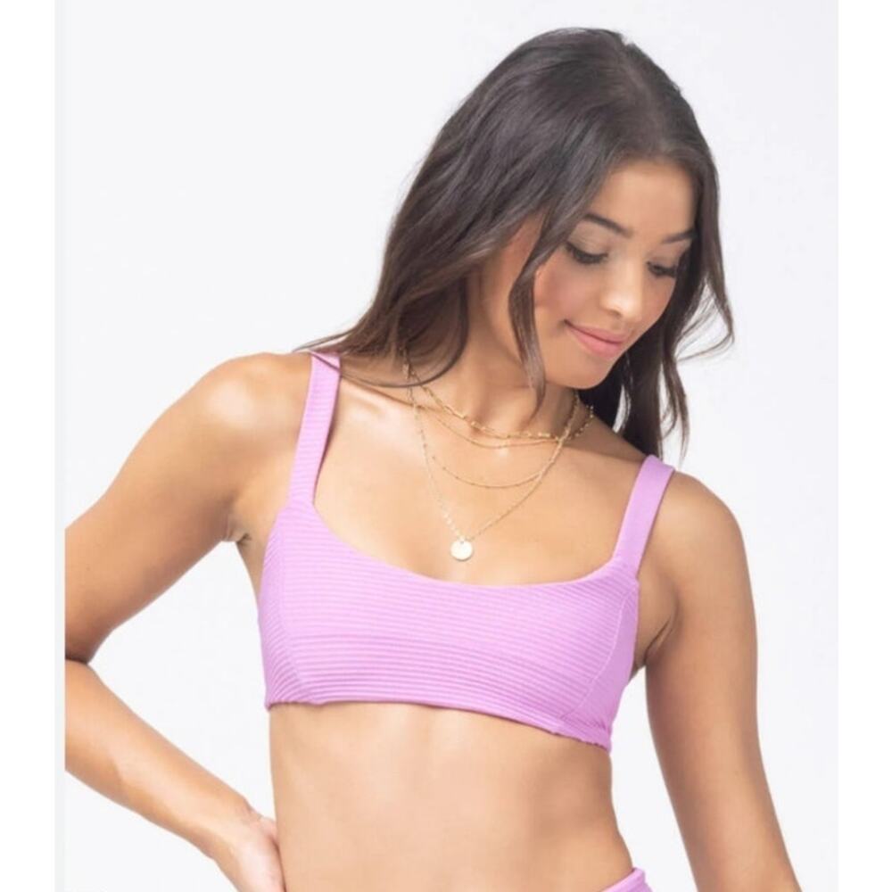 L*Space Jess Bikini Top in Rosebud Pink Ribbed Size Small NWT